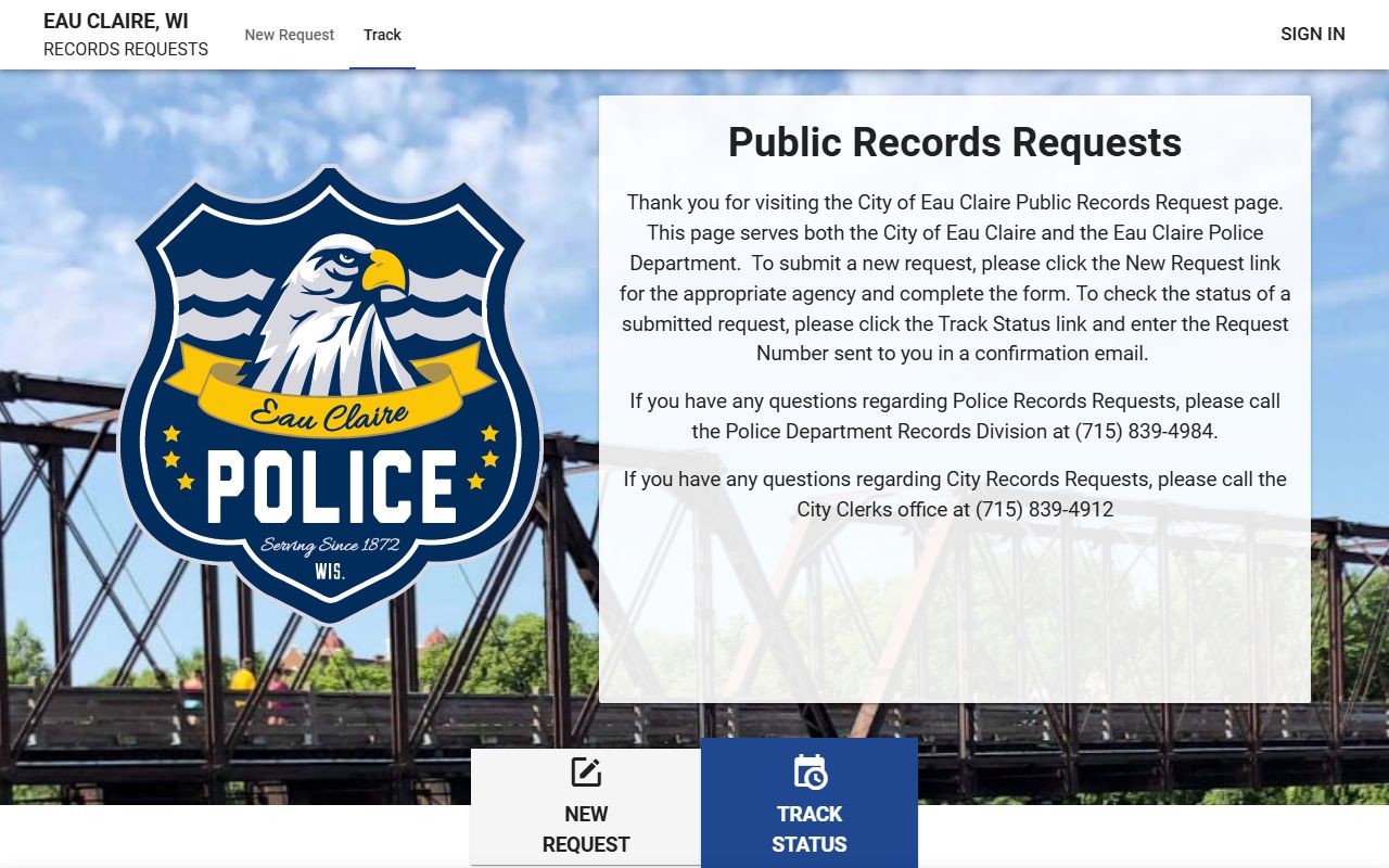 Eau Claire arrest records public records request