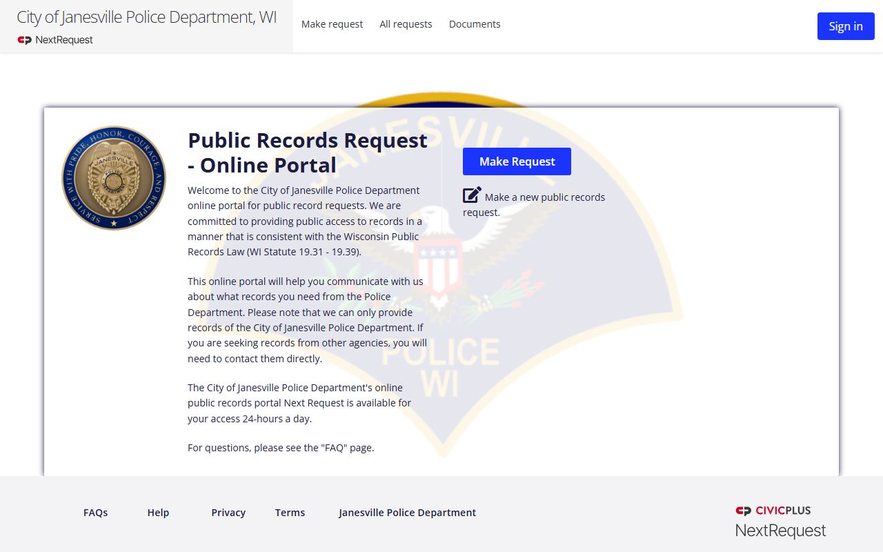 Janesville arrest records police records portal
