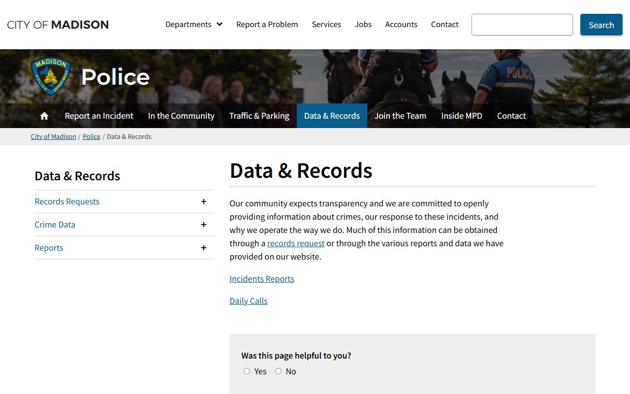 Madison arrest records incident reports page