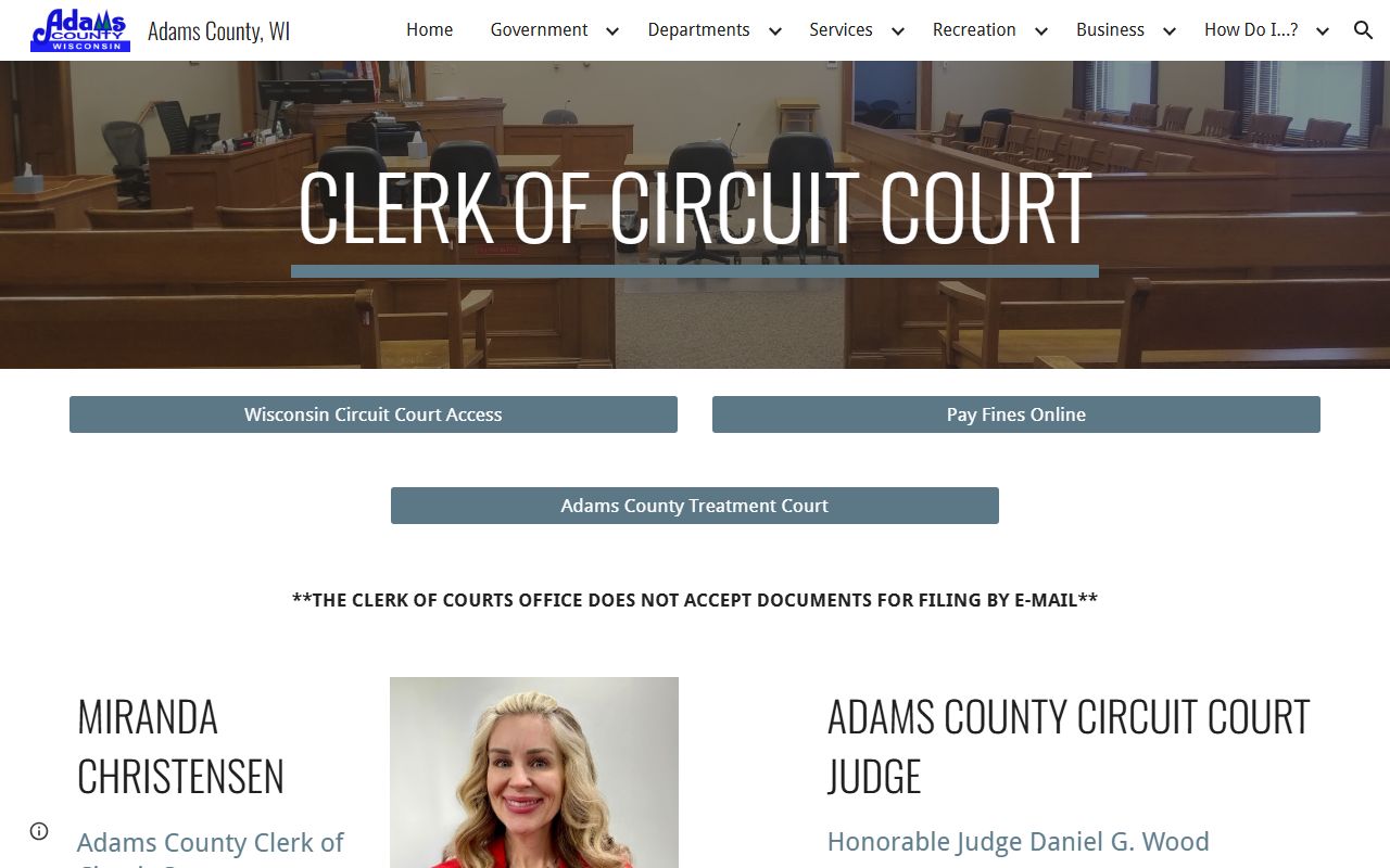 Adams County arrest records clerk of courts