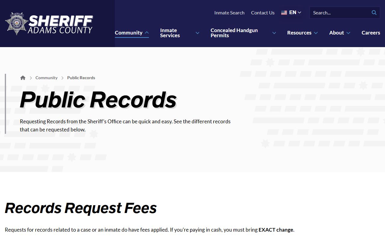 Adams County arrest records public records portal