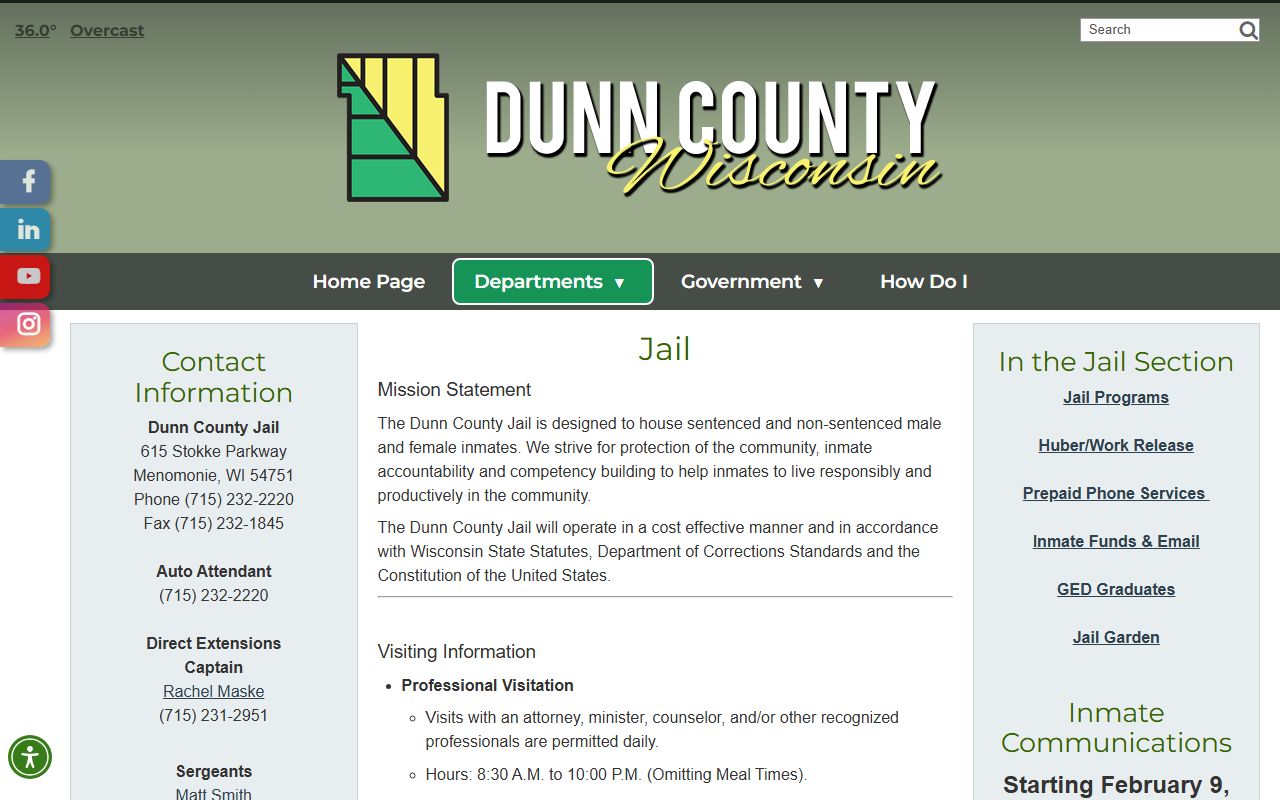 Dunn County arrest records jail listing