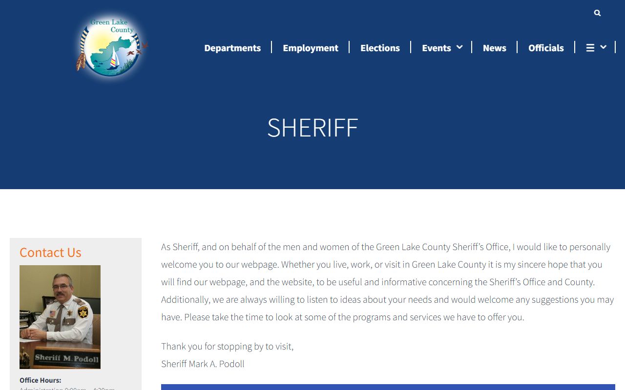 Green Lake County arrest records sheriff source