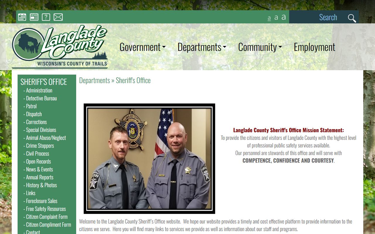 Langlade County arrest records sheriff page