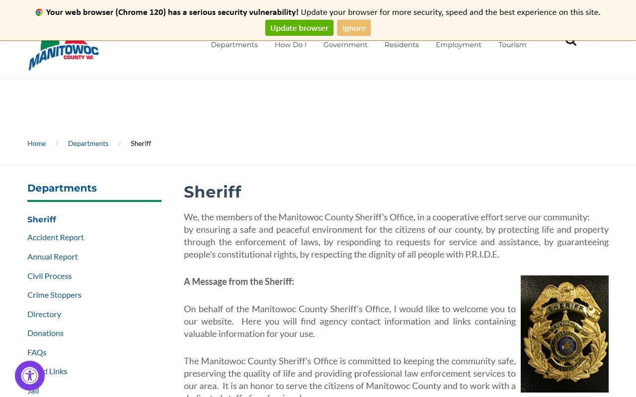 Manitowoc County arrest records sheriff source