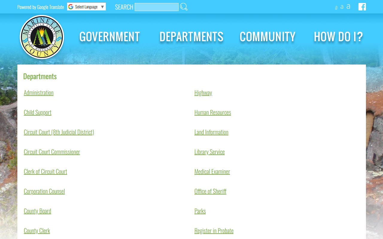 Marinette County arrest records clerk of courts page