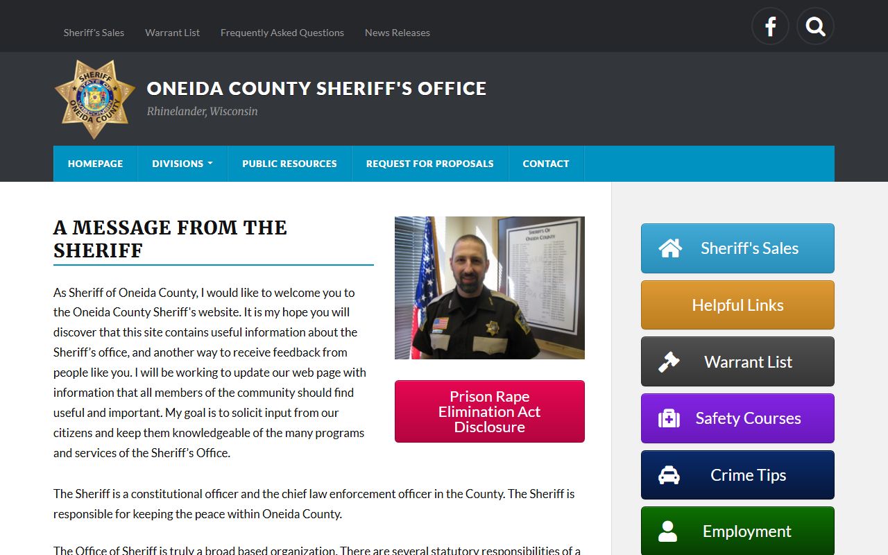 Oneida County arrest records sheriff page