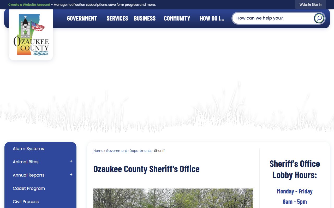 Ozaukee County arrest records sheriff page