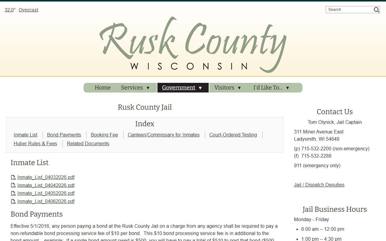 Rusk County arrest records jail page