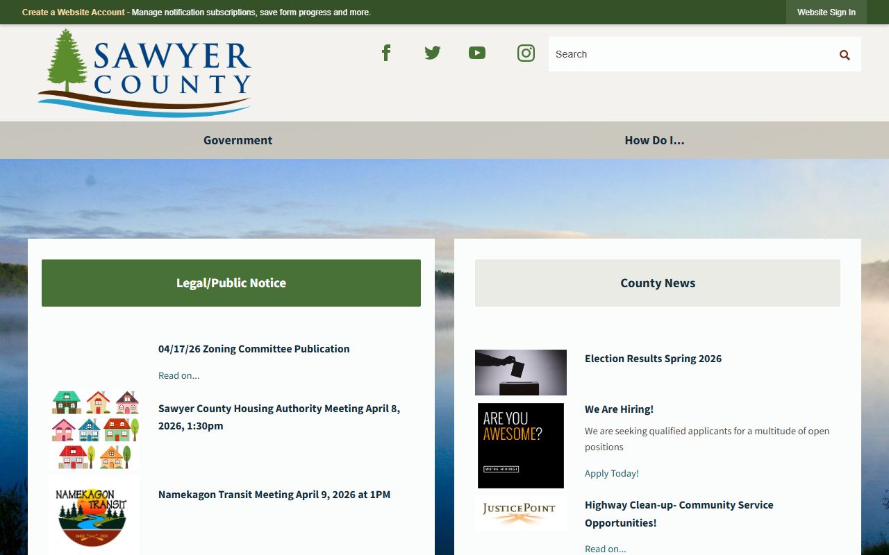 Sawyer County arrest records county website