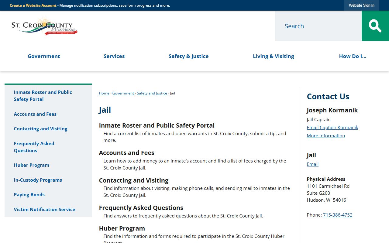 St. Croix County arrest records jail source