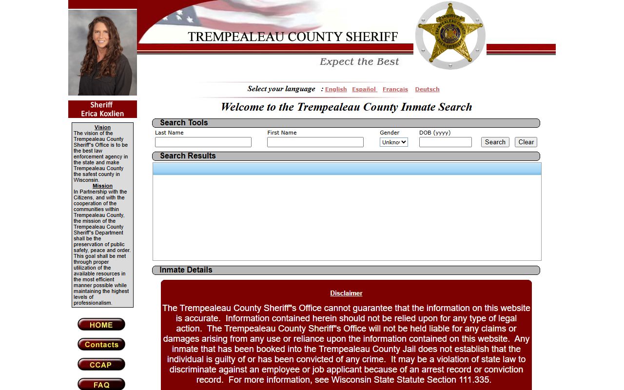 Trempealeau County arrest records inmate locator