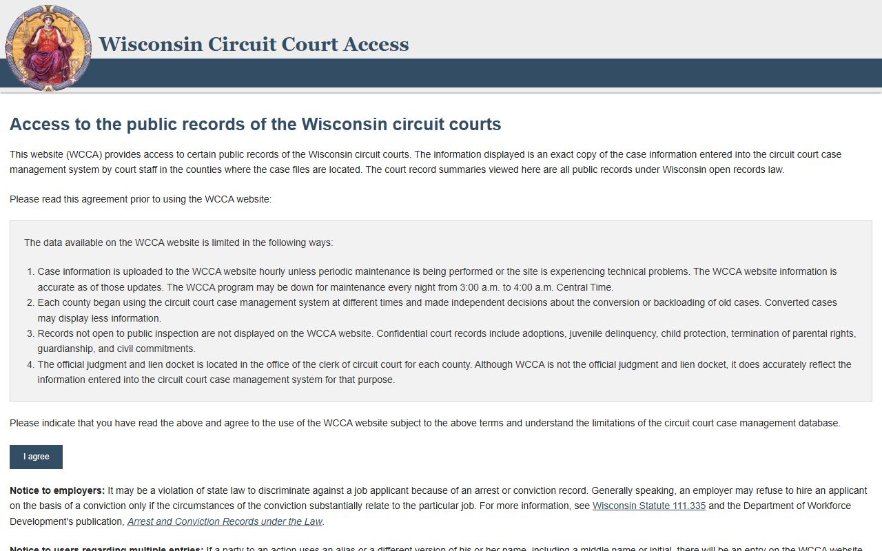 Wisconsin arrest records circuit court access